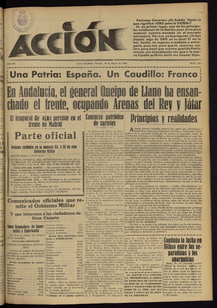 Miniatura de Acción (Las Palmas de Gran Canaria) del 29 de enero de 1937, nº 530