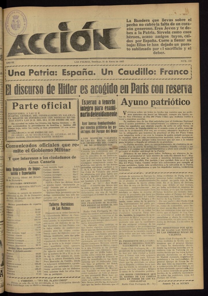 Miniatura de Acción (Las Palmas de Gran Canaria) del 31 de enero de 1937, nº 532
