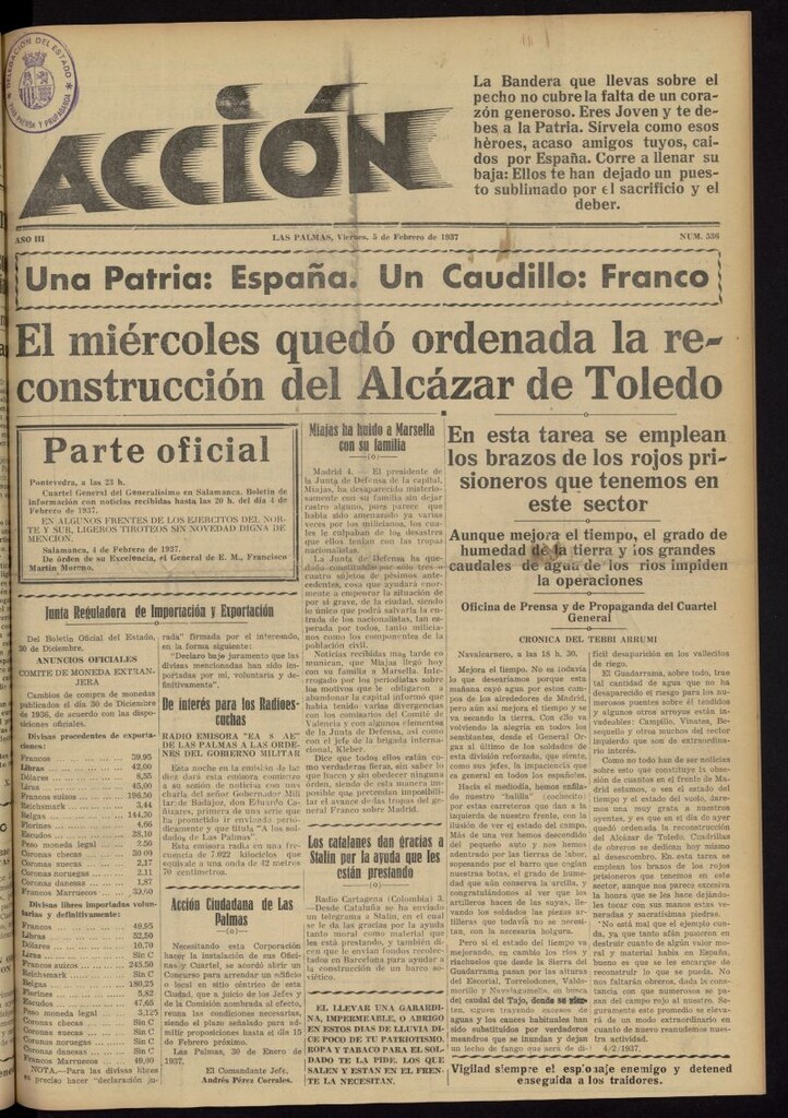 Miniatura de Acción (Las Palmas de Gran Canaria) del 5 de febrero de 1937, nº 536