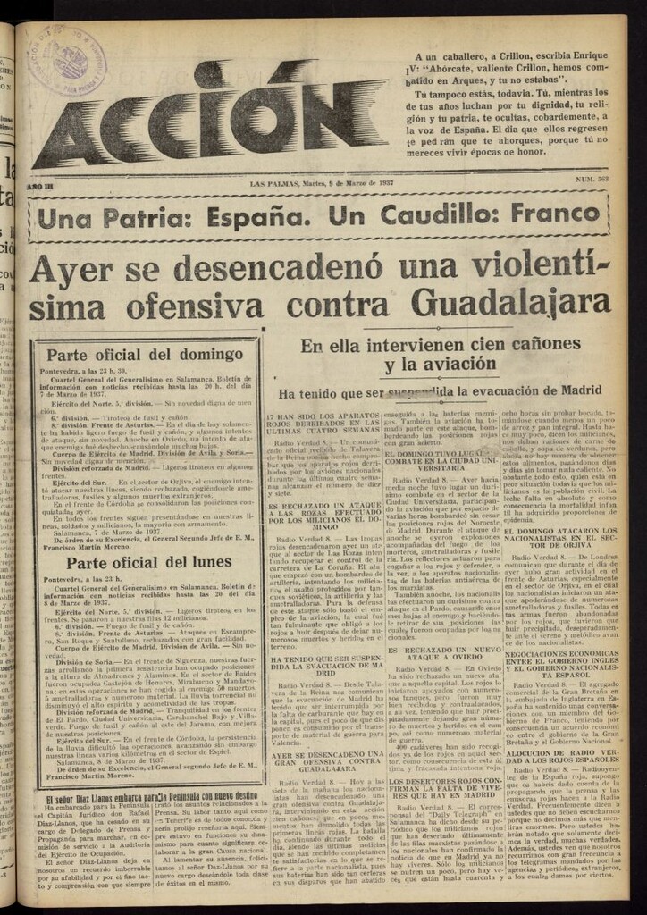 Miniatura de Acción (Las Palmas de Gran Canaria) del 9 de marzo de 1937, nº 563