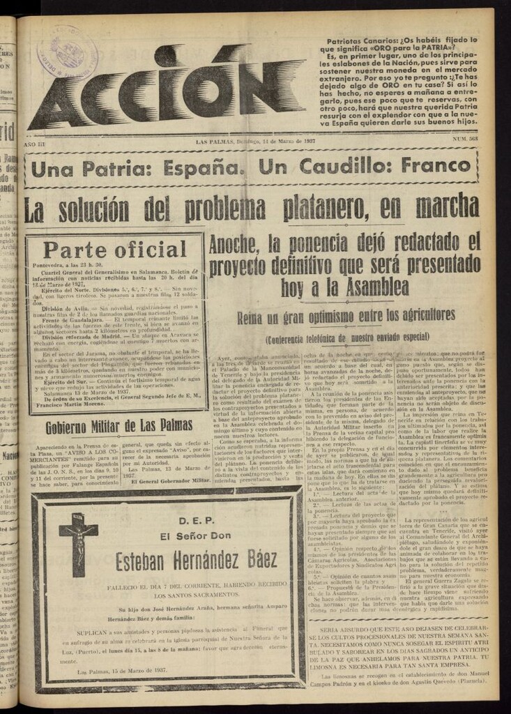 Miniatura de Acción (Las Palmas de Gran Canaria) del 14 de marzo de 1937, nº 568