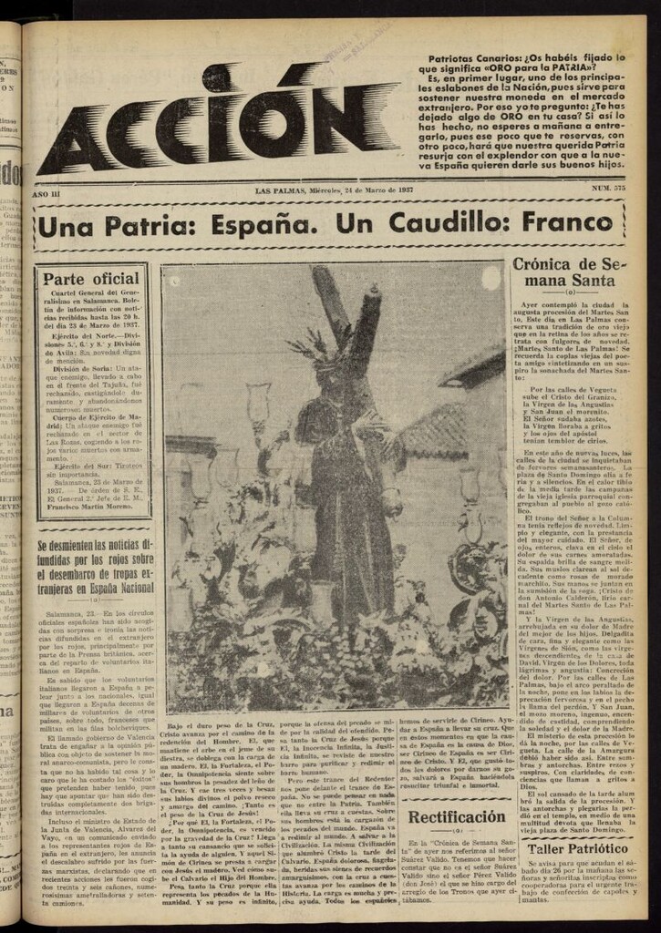 Miniatura de Acción (Las Palmas de Gran Canaria) del 24 de marzo de 1937, nº 575