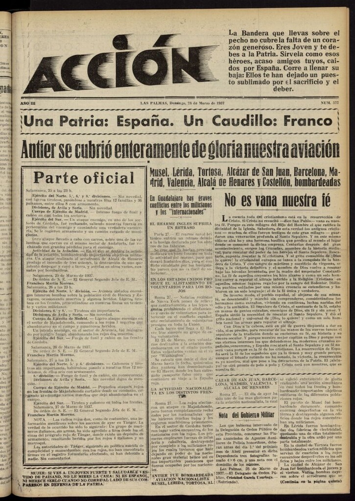 Miniatura de Acción (Las Palmas de Gran Canaria) del 28 de marzo de 1937, nº 577