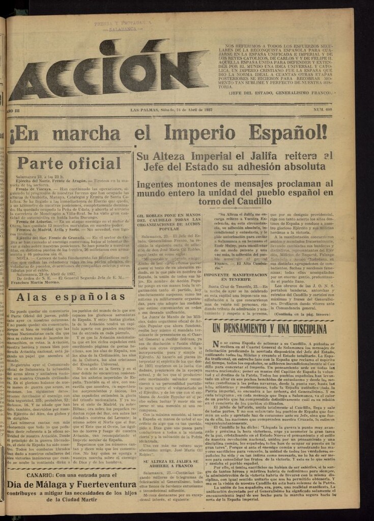 Miniatura de Acción (Las Palmas de Gran Canaria) del 24 de abril de 1937, nº 600