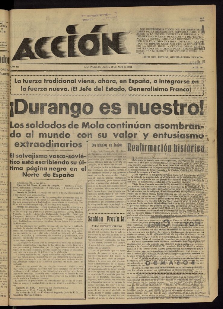 Miniatura de Acción (Las Palmas de Gran Canaria) del 29 de abril de 1937, nº 604