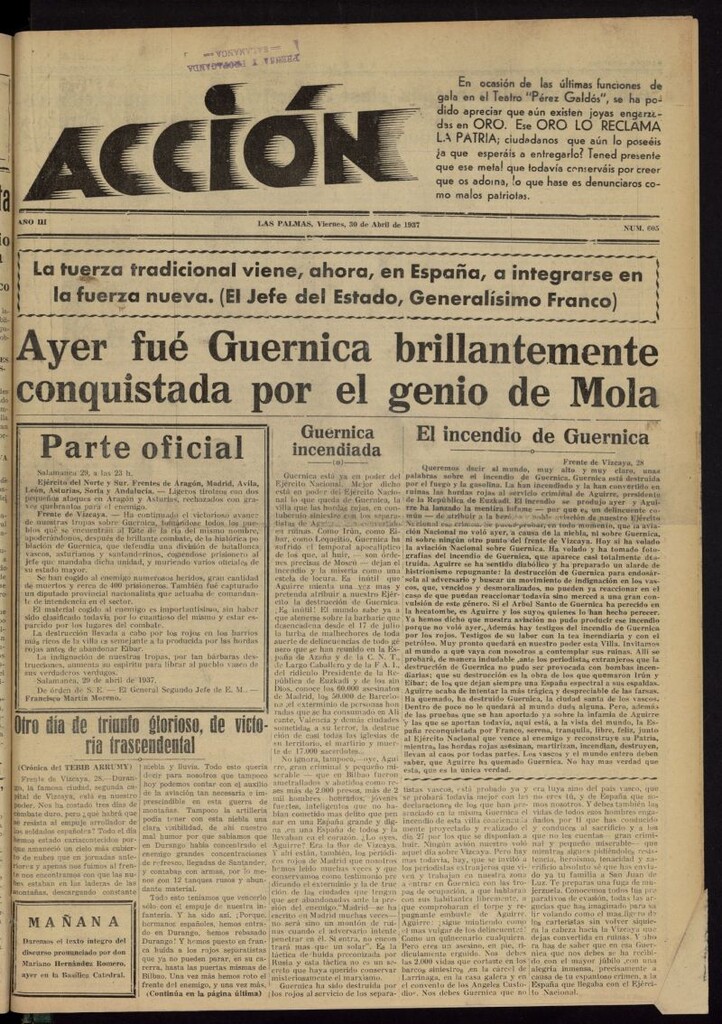 Miniatura de Acción (Las Palmas de Gran Canaria) del 30 de abril de 1937, nº 605