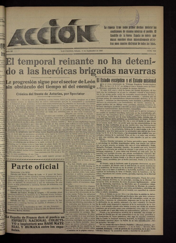 Miniatura de Acción (Las Palmas de Gran Canaria) del 11 de septiembre de 1937, nº 720