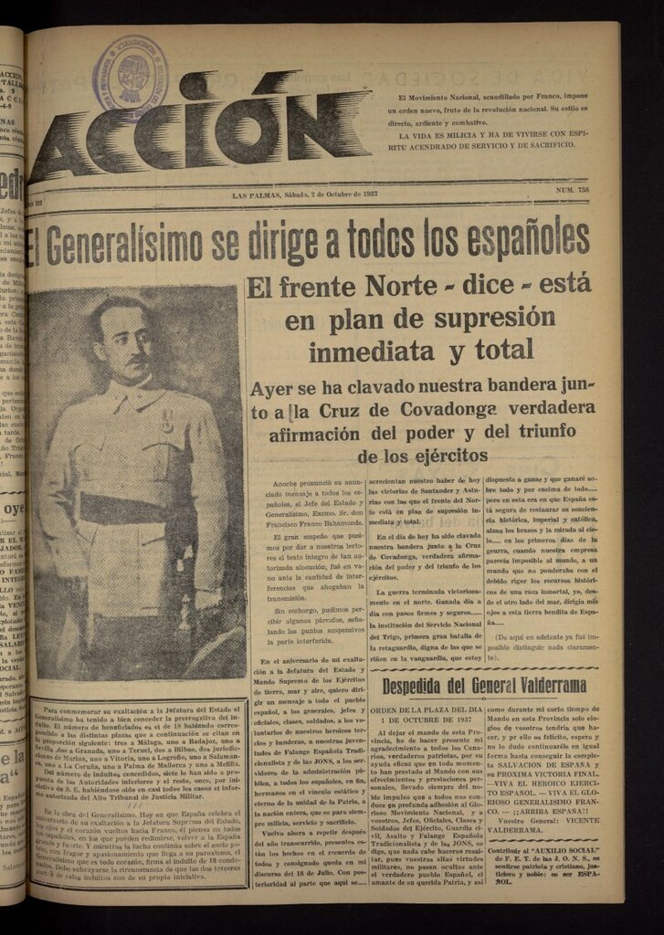 Miniatura de Acción (Las Palmas de Gran Canaria) del 2 de octubre de 1937, nº 738