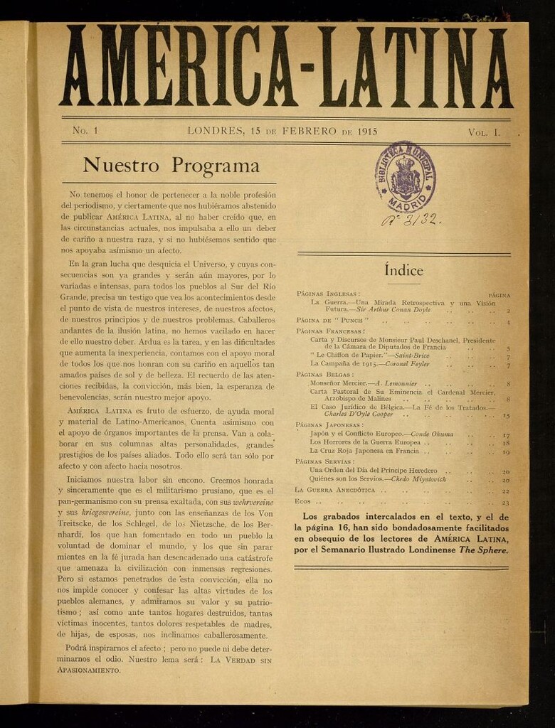 Miniatura de América-Latina del 15 febrero de 1915, nº 1