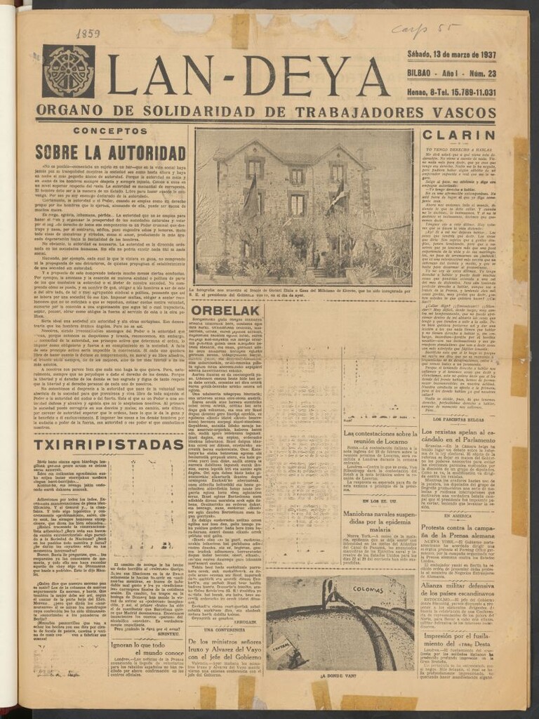 Miniatura de Lan-Deya : órgano de solidaridad de trabajadores vascos