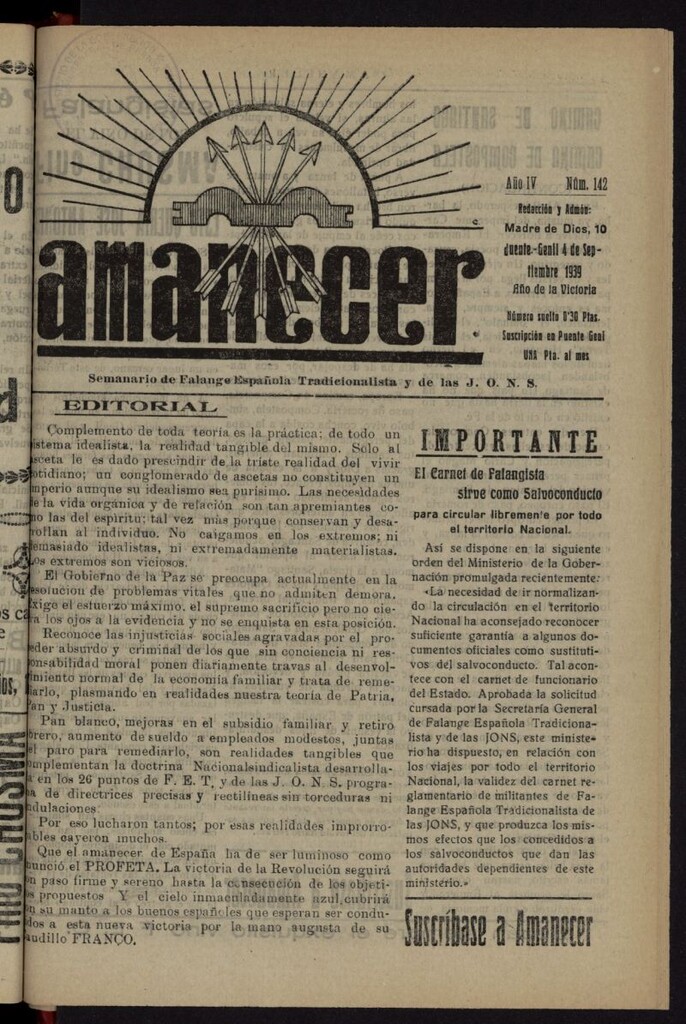 Miniatura de Amanecer del 4 de septiembre de 1939, nº 142