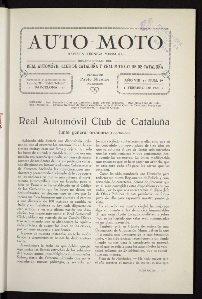 Miniatura de Auto-Moto de febrero de 1926, nº 89