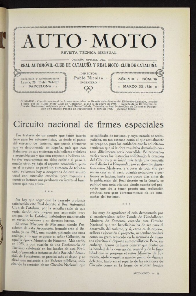 Miniatura de Auto-Moto de marzo de 1926, nº 90