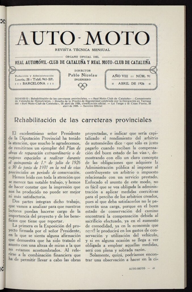 Miniatura de Auto-Moto de abril de 1926, nº 91