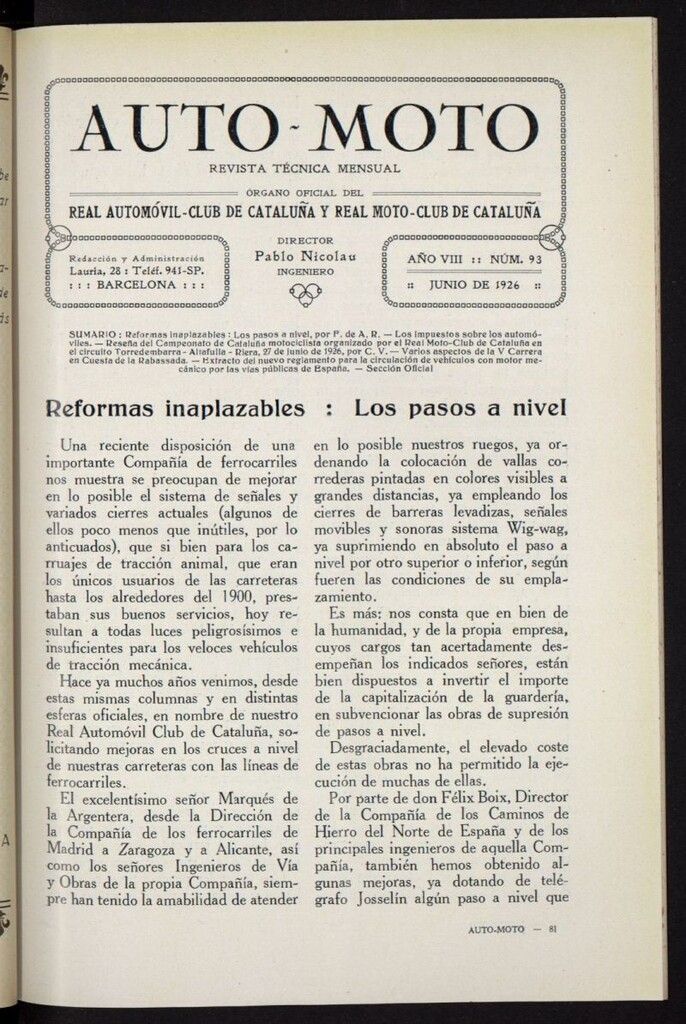 Miniatura de Auto-Moto de junio de 1926, nº 93