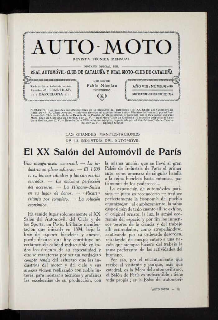 Miniatura de Auto-Moto de noviembre-diciembre de 1926, nº 98-99