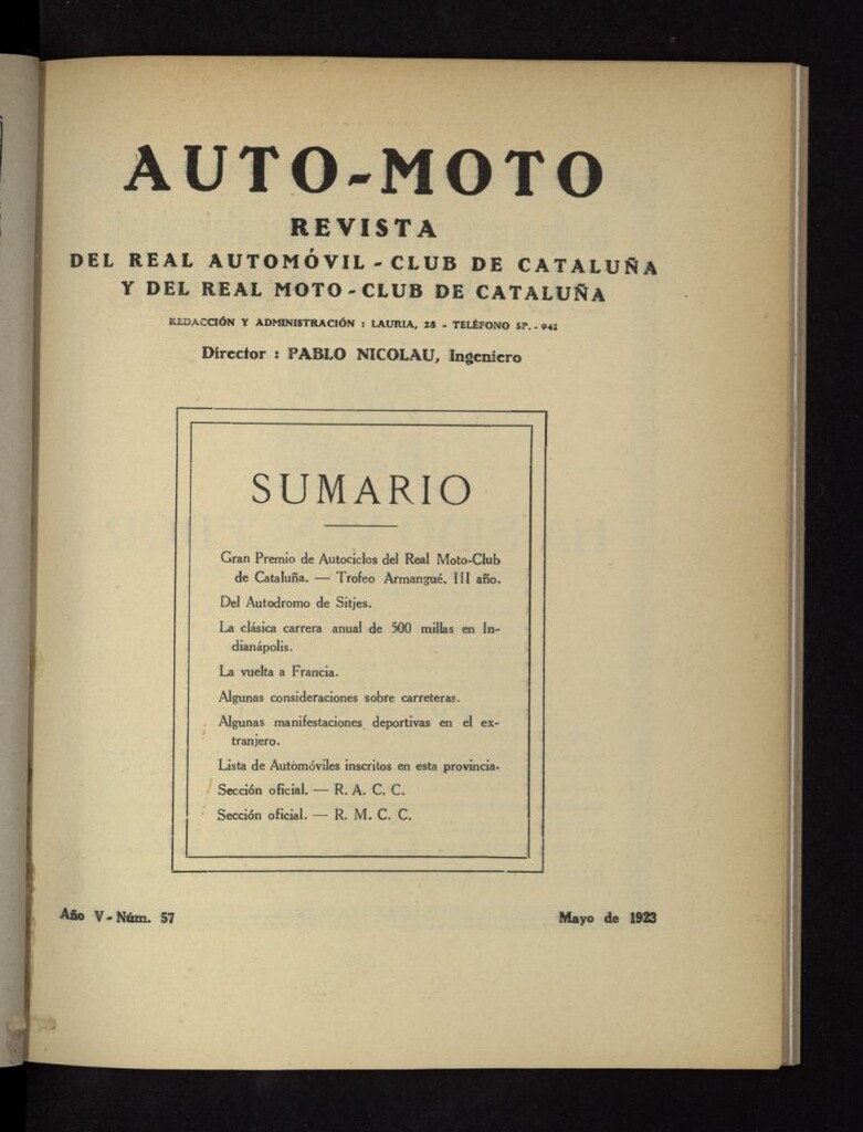 Miniatura de Auto-Moto de mayo de 1923, nº 57