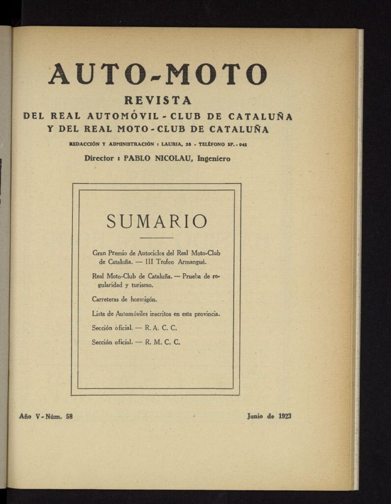 Miniatura de Auto-Moto de junio de 1923, nº 58