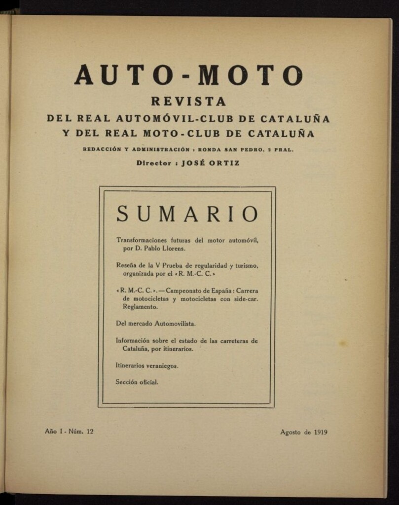 Miniatura de Auto-Moto de agosto de 1919, nº 12