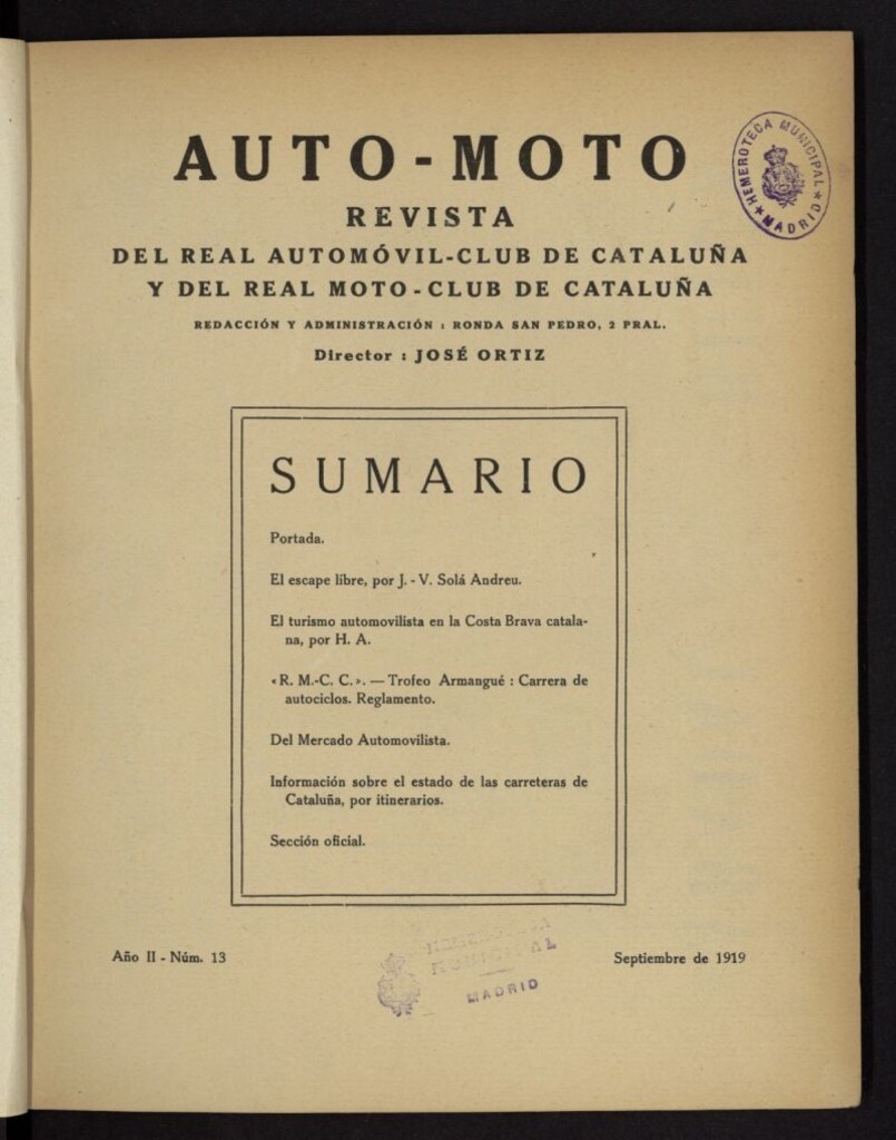 Miniatura de Auto-Moto de septiembre de 1919, nº 13