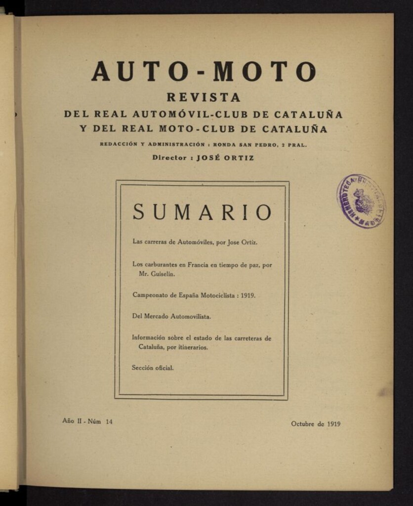 Miniatura de Auto-Moto de octubre de 1919, nº 14