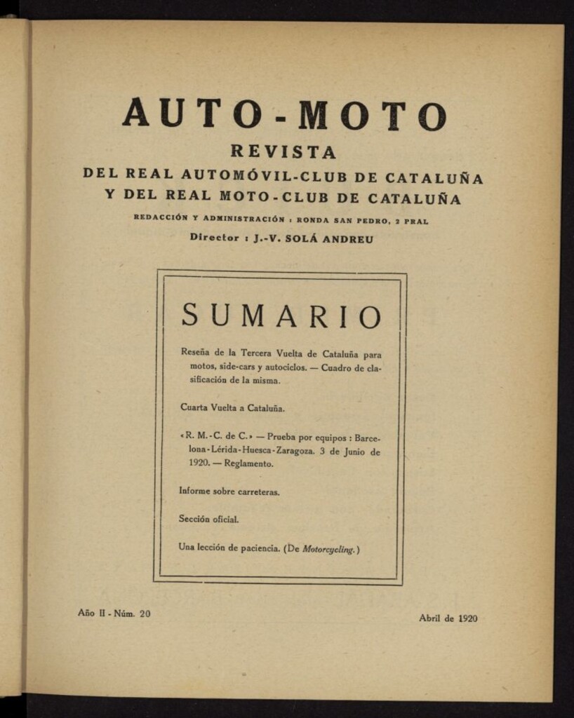 Miniatura de Auto-Moto de abril de 1920, nº 20