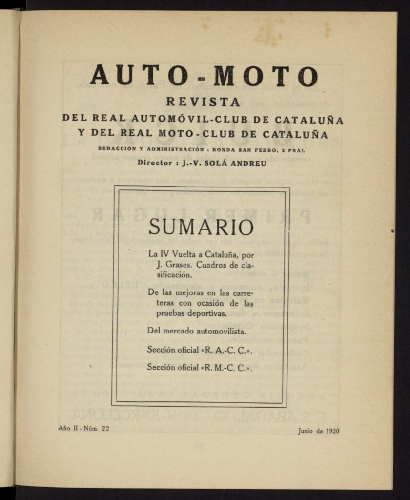Miniatura de Auto-Moto de junio de 1920, nº 22