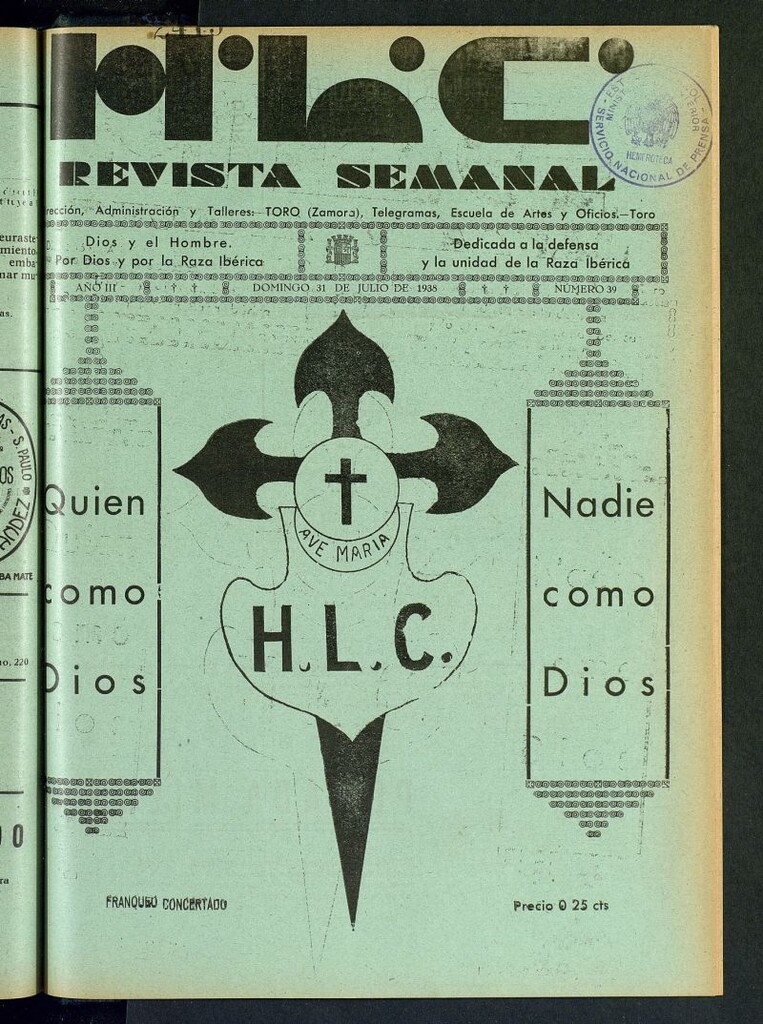 Miniatura de HLC : revista semanal del 31 de julio de 1938, nº 39