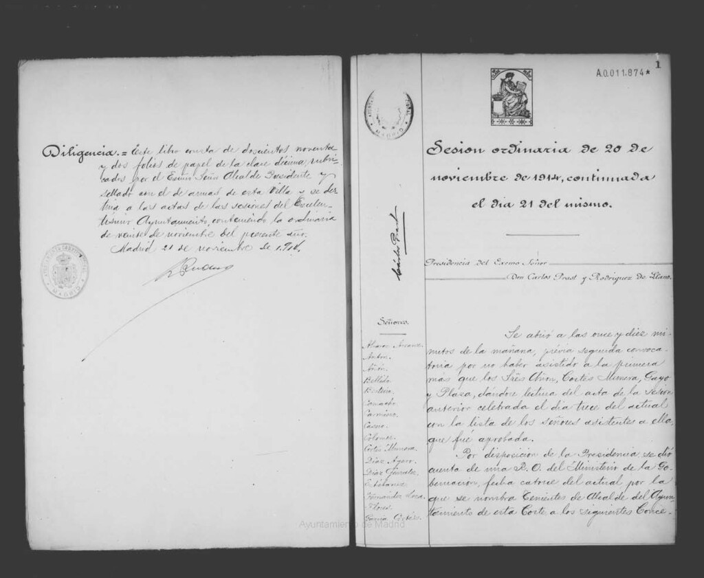 Miniatura de Actas de acuerdos del Ayuntamiento. Tomo 546 del año 1914 (20 noviembre a 21 noviembre)