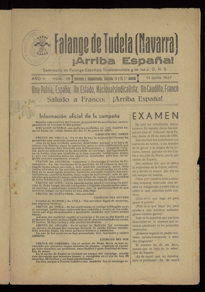 Miniatura de Falange de Tudela del 13 de junio de 1937, nº 38