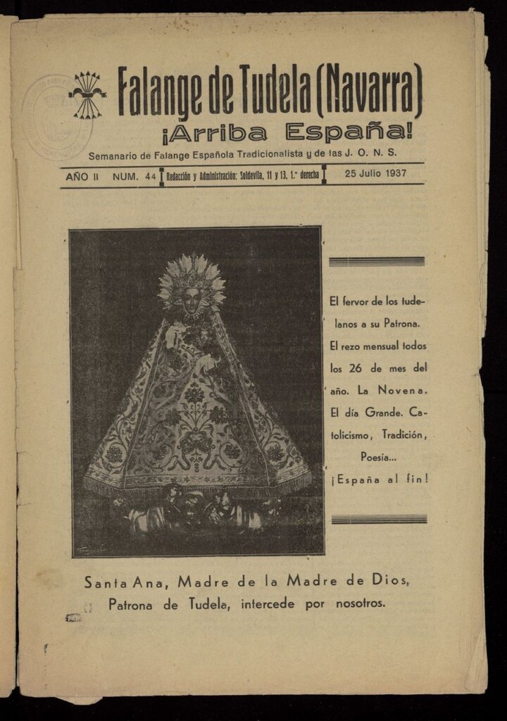 Miniatura de Falange de Tudela del 25 de julio de 1937, nº 44