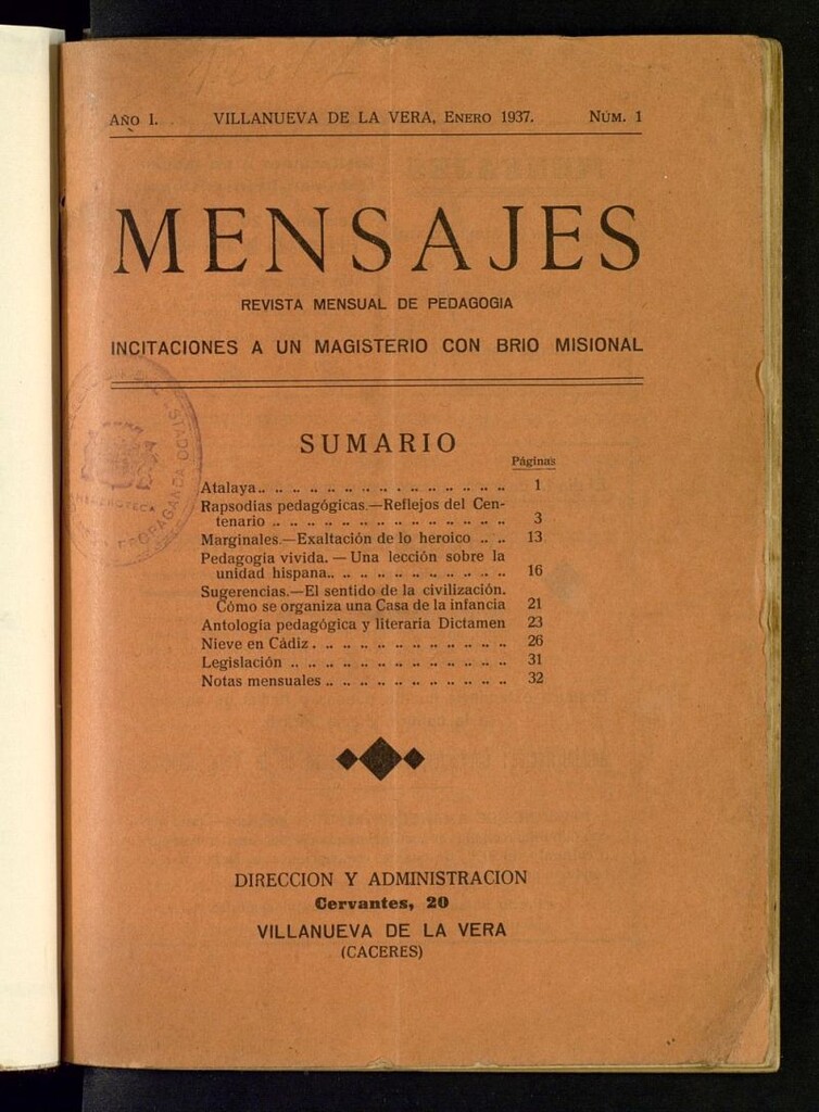 Miniatura de Mensajes : revista mensual de pedagogía