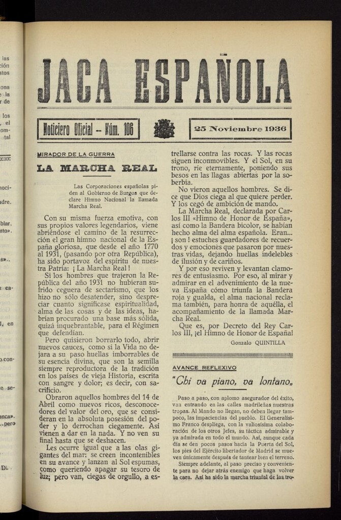 Miniatura de Jaca española : noticiero oficial del 25 de noviembre de 1936, nº 106