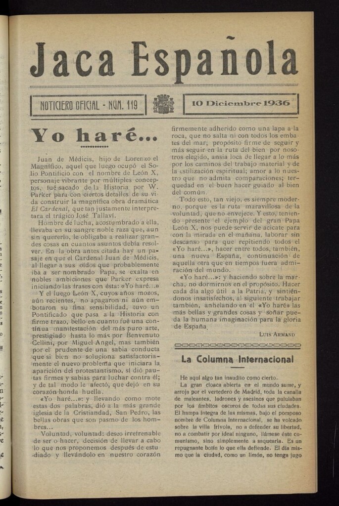 Miniatura de Jaca española : noticiero oficial del 10 de diciembre de 1936, nº 119