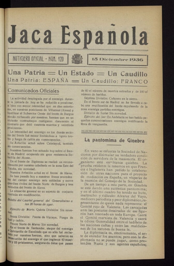 Miniatura de Jaca española : noticiero oficial del 15 de diciembre de 1936, nº 123