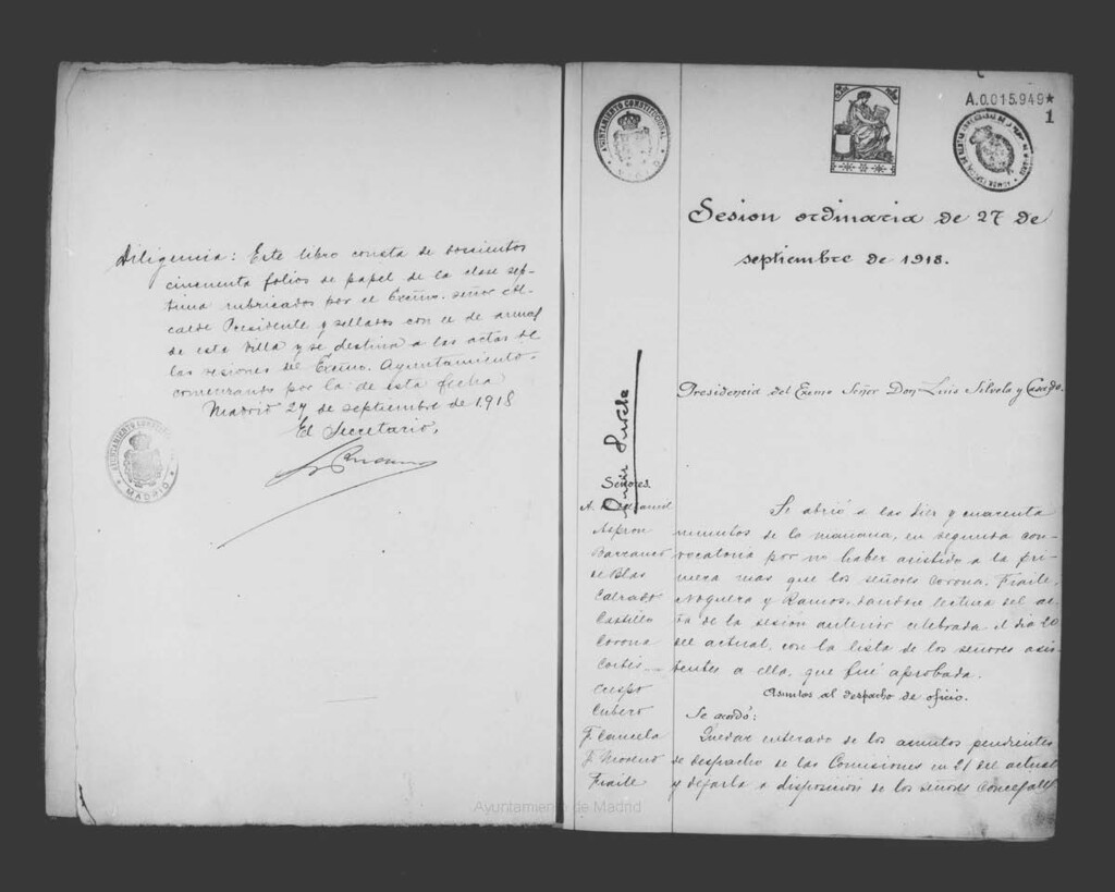 Miniatura de Actas de acuerdos del Ayuntamiento. Tomo 574 del año 1918 (27 septiembre a 15 noviembre)