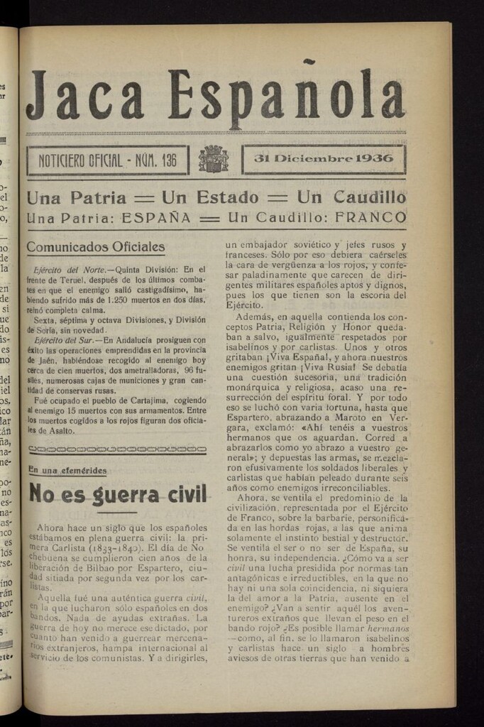 Miniatura de Jaca española : noticiero oficial del 31 de diciembre de 1936, nº 136