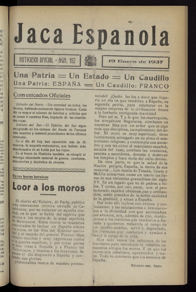 Miniatura de Jaca española : noticiero oficial del 19 de enero de 1937, nº 152