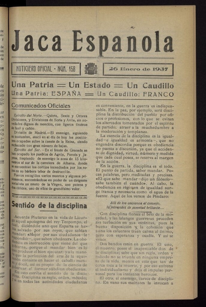 Miniatura de Jaca española : noticiero oficial del 26 de enero de 1937, nº 158