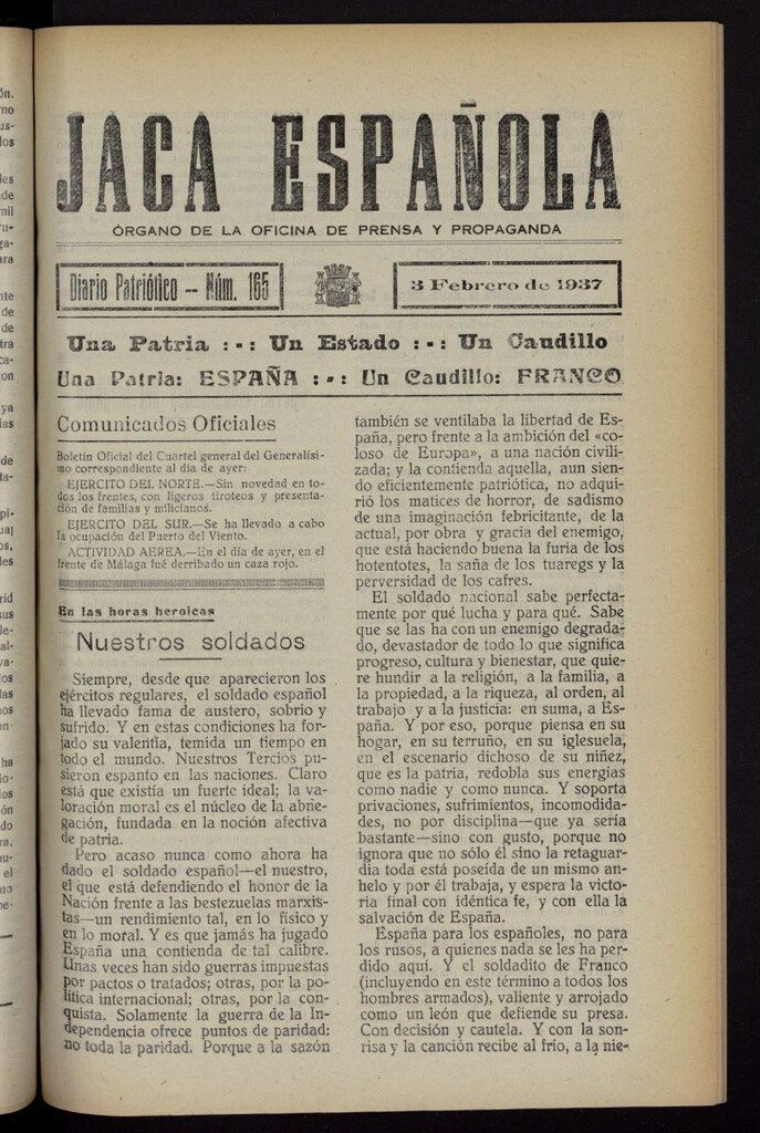 Miniatura de Jaca española : noticiero oficial del 3 de febrero de 1937, nº 165