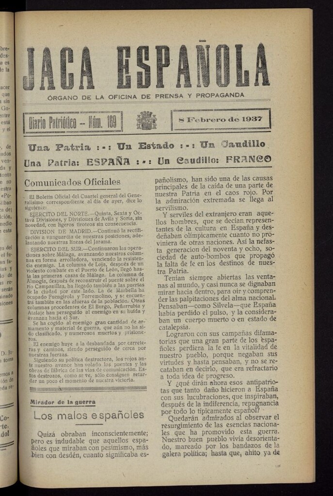 Miniatura de Jaca española : noticiero oficial del 8 de febrero de 1937, nº 169