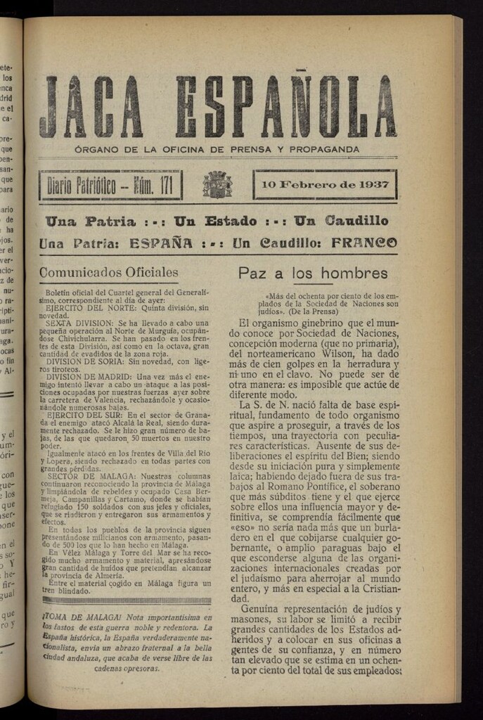 Miniatura de Jaca española : noticiero oficial del 10 de febrero de 1937, nº 171