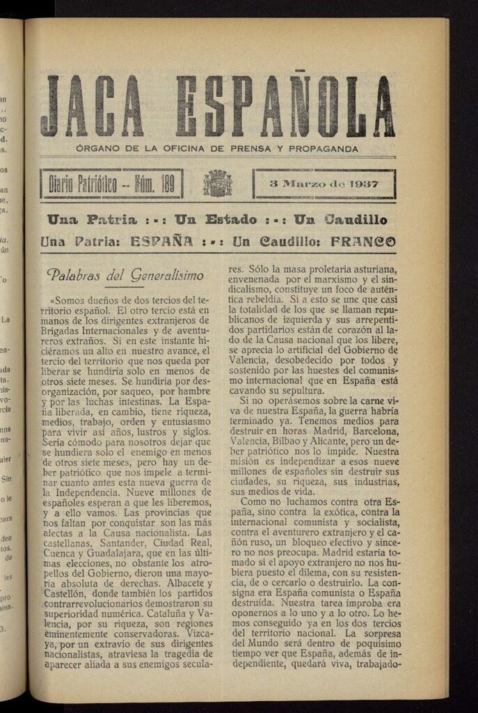 Miniatura de Jaca española : noticiero oficial del 3 de marzo de 1937, nº 189