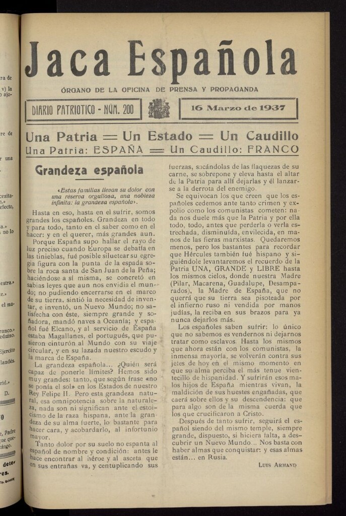 Miniatura de Jaca española : noticiero oficial del 16 de marzo de 1937, nº 200