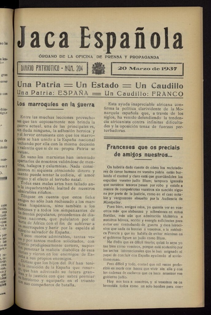 Miniatura de Jaca española : noticiero oficial del 20 de marzo de 1937, nº 204