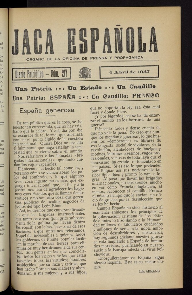 Miniatura de Jaca española : noticiero oficial del 4 de abril de 1937, nº 217