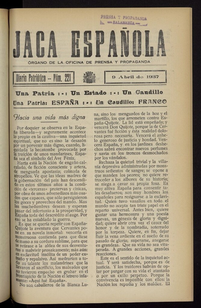 Miniatura de Jaca española : noticiero oficial del 9 de abril de 1937, nº 221