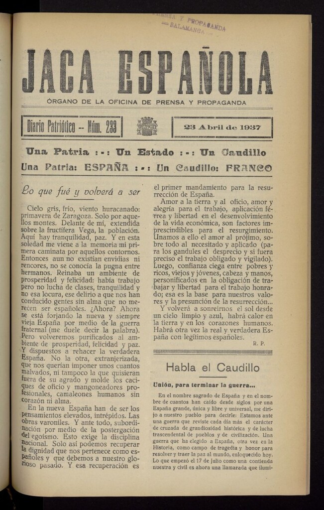 Miniatura de Jaca española : noticiero oficial del 23 de abril de 1937, nº 233