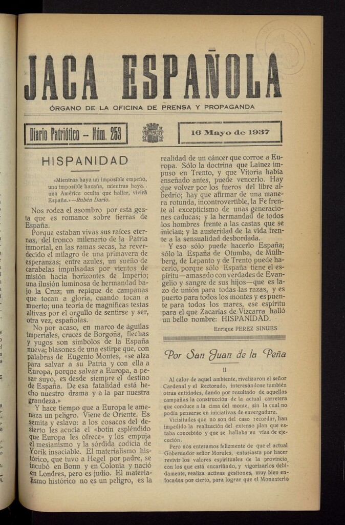 Miniatura de Jaca española : noticiero oficial del 16 de mayo de 1937, nº 253