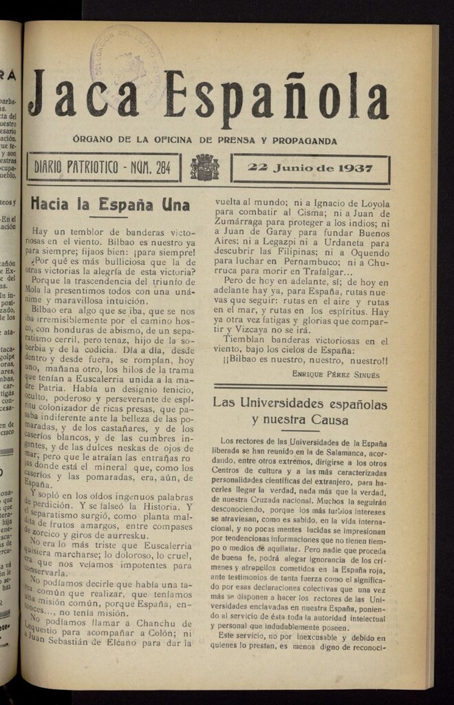 Miniatura de Jaca española : noticiero oficial del 22 de junio de 1937, nº 284